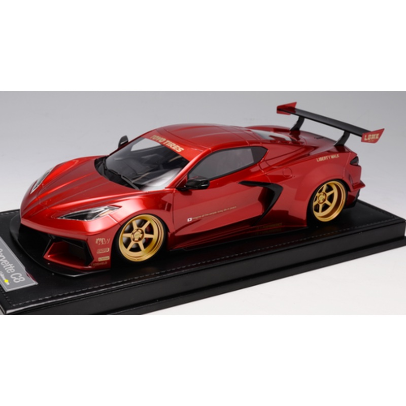 1/18 Ivy Chevrolet Chevy Corvette C8 LB Liberty Walk Widebody (Apple Candy Red with Gold Wheels) Resin Car Model Limited 99 Pieces