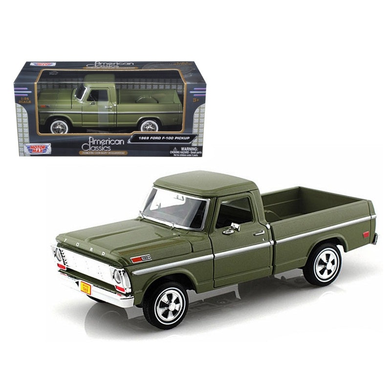 1969 Ford F-100 Pickup Truck Green 1/24 Diecast Model Car by Motormax