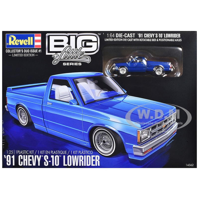 Level 4 Model Kit 1991 Chevrolet S-10 Lowrider Pickup Truck with 1/64 Diecast Version Included "Big + Little Series" 1/25 Scale Model by Revell