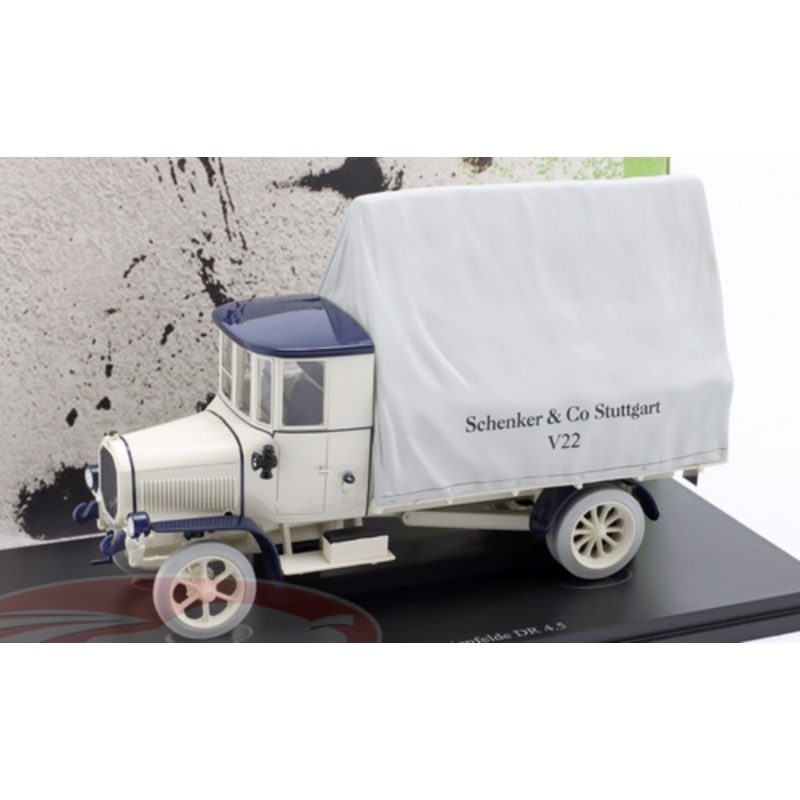 1/43 AutoCult 1917 Daimler Marienfelde DR 4.5 Schenker Pick-Up Van (White with Tarpaulin) Car Model