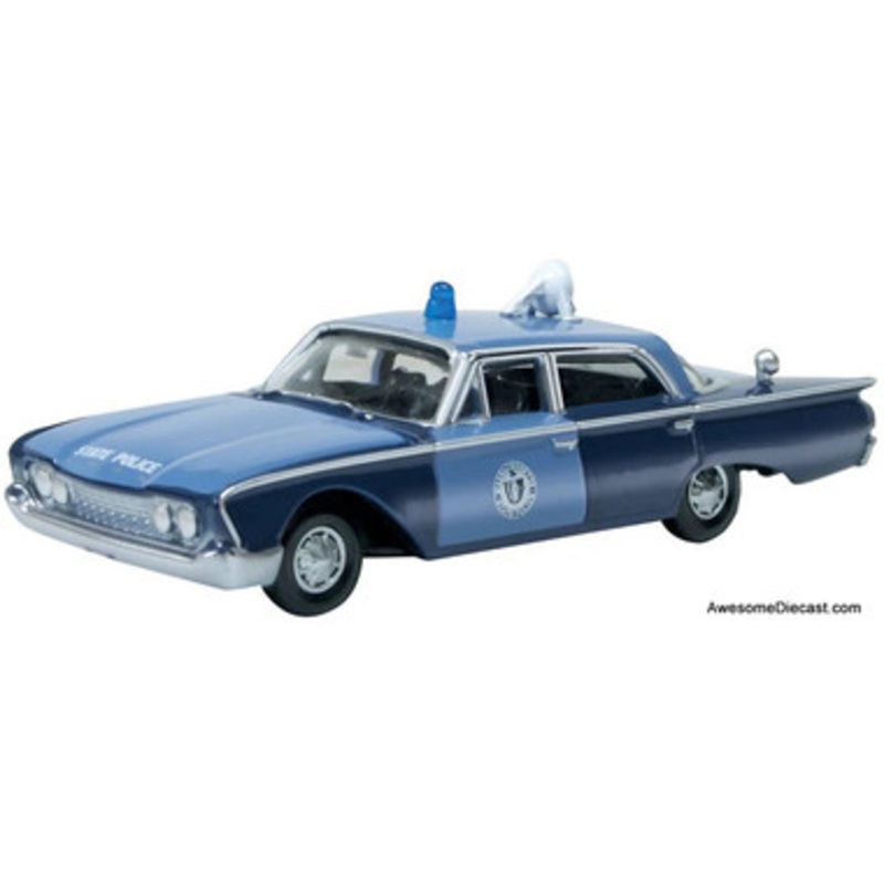 1960 Ford Fairlane Sedan: Massachusetts State Police Radar Car 1:87 Diecast Model Car by Oxford Diecast