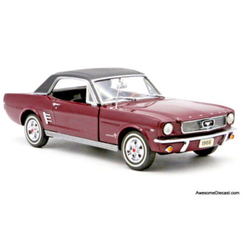 1966 Ford Mustang Hardtop  Maroon/Black 1:24 Retro Diecast Model by Danbury Mint