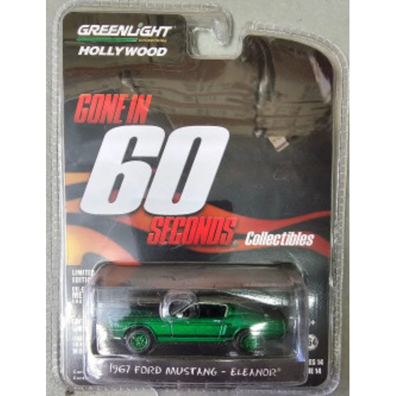 CHASE CAR 1967 Ford Mustang Custom "Eleanor" "Gone in 60 Sixty Seconds" (2000) Movie 1/64 Diecast Car Model by Greenlight