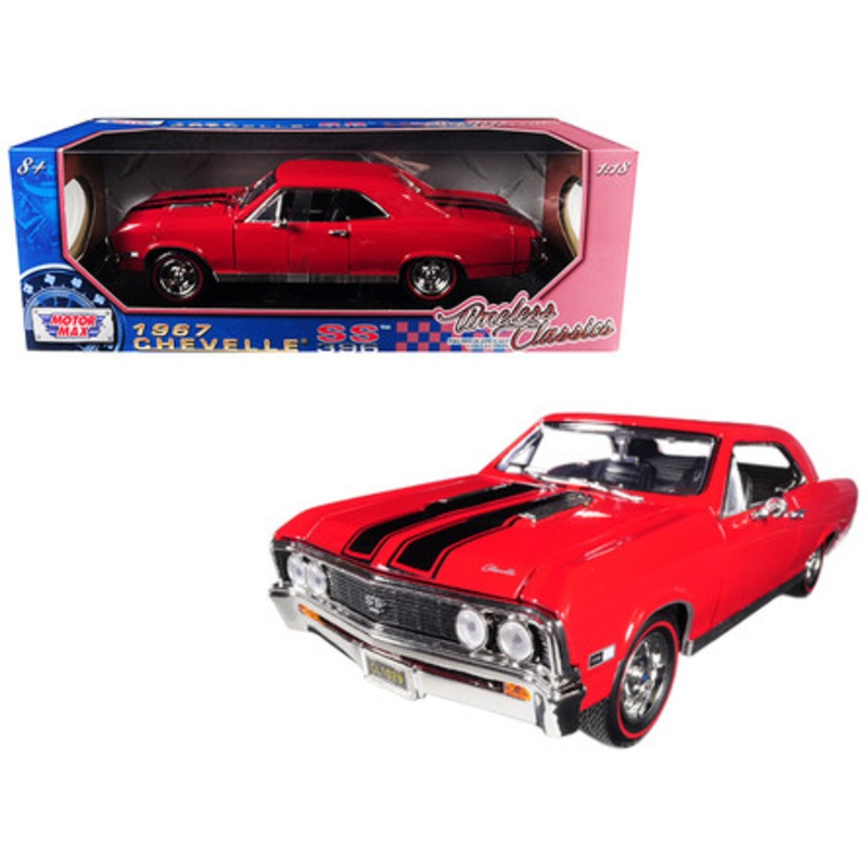 1/18 Motormax 1967 Chevrolet Chevelle SS 396 (Red with Black Stripes) Diecast Car Model