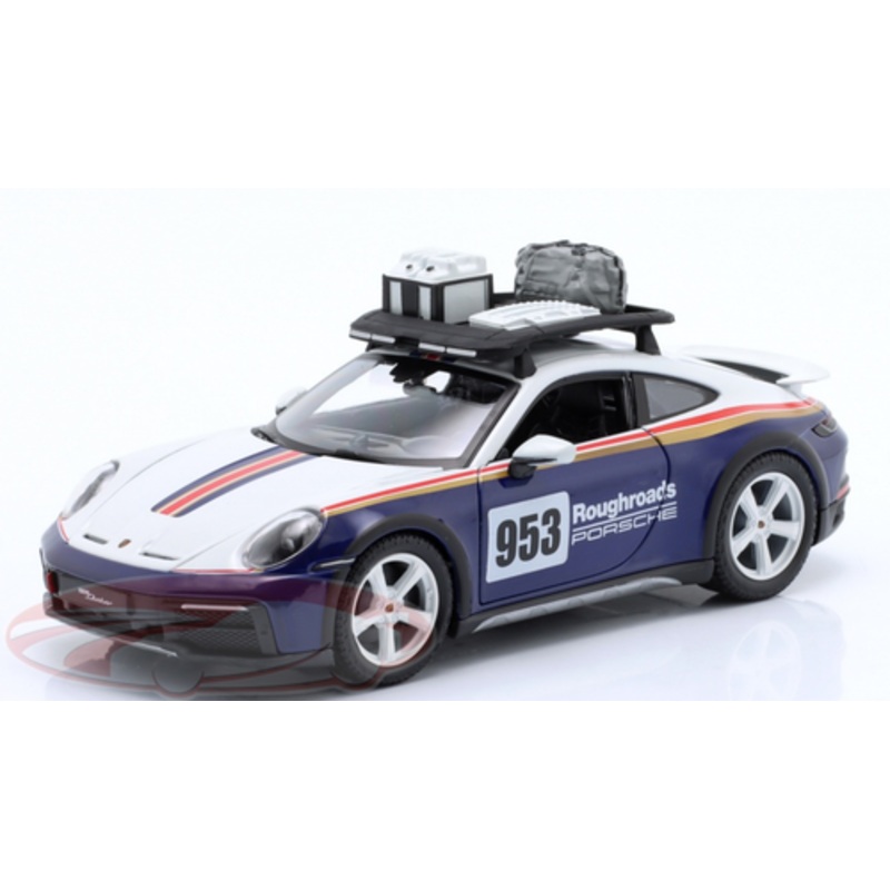 1/24 BBurago Porsche 911 (992) Dakar #953 Roughroads Rallye Design Package Diecast Car Model