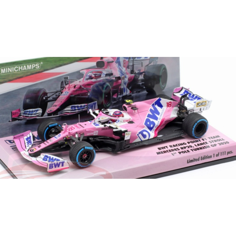 1/43 Minichamps 2020 Formula 1 Lance Stroll Racing Point RP20 #18 1st Pole Position Turkish GP Car Model