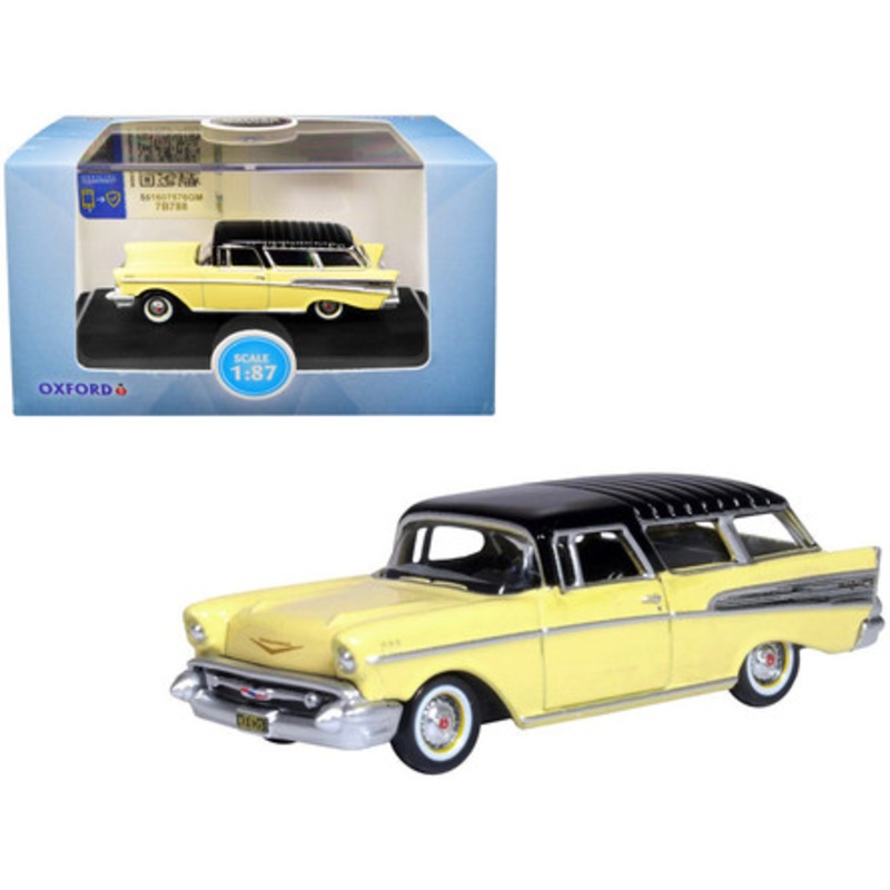 1957 Chevrolet Nomad Colonial Cream with Onyx Black Top 1/87 (HO) Scale Diecast Model Car by Oxford Diecast