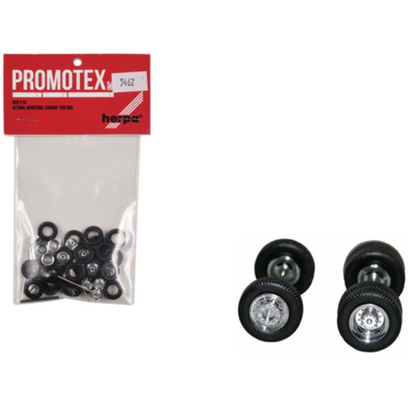 Chrome Plated Wheels with Planetary Hubs Set (4 Front and 4 Rear) 1/87 (HO) Plastic Model by Promotex