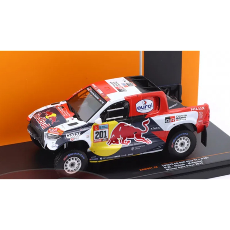 1/43 Ixo 2022 Toyota GR DKR Hilux T1 #201 Winner Rallye Dakar Toyota Gazoo Racing Nasser Al-Attiyah, Mathieu Baumel Car Model