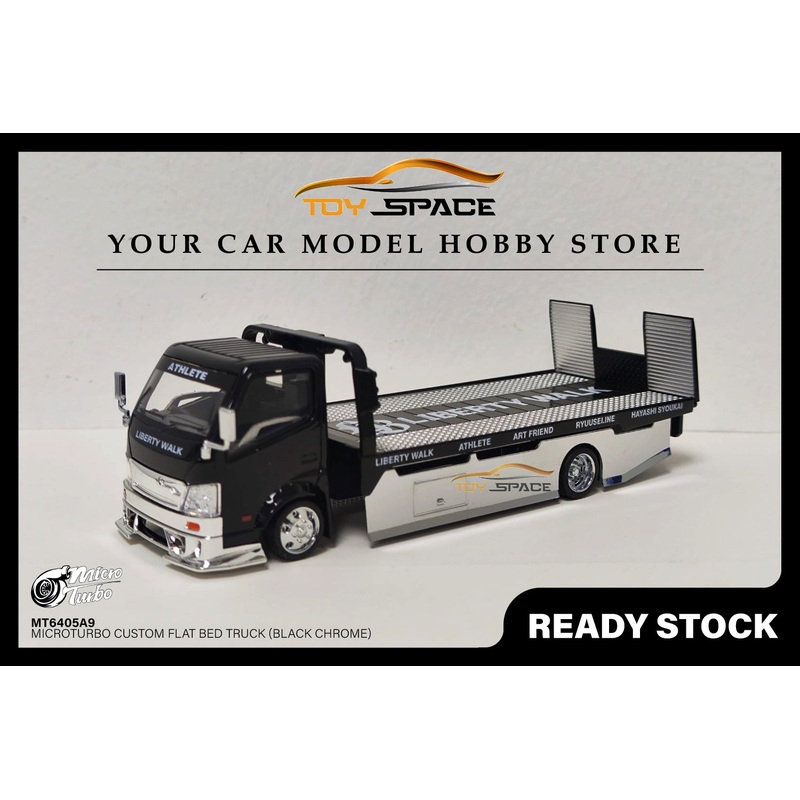 [MICRO TURBO] 1:64 Fully Floor-Standing Flatbed Trailer Chrome Metallic Black