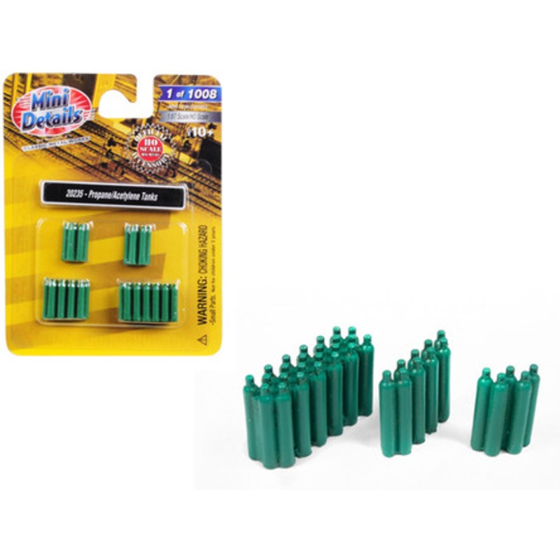 Propane / Acetyline Tanks 4 piece Accessory Set for 1/87 (HO) Scale Models by Classic Metal Works