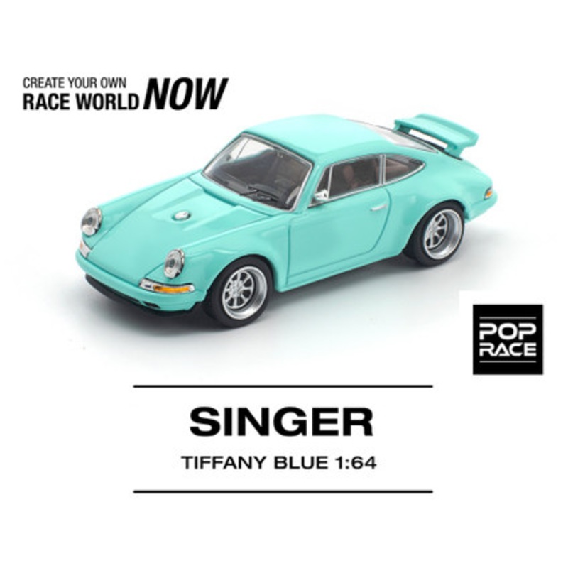 1/64 Poprace Porsche 911 964 Singer (Tiffany Blue) Diecast Car Model