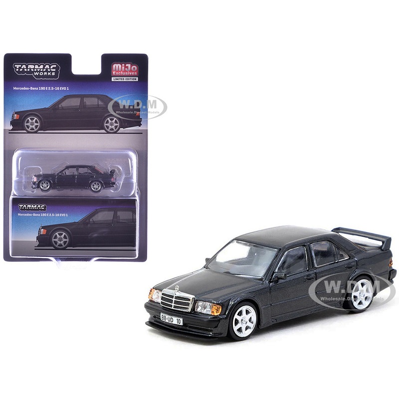 Mercedes-Benz 190 E 2.5-16 EVO 1 Blue-Black Metallic "Global64" Series 1/64 Diecast Model by Tarmac Works