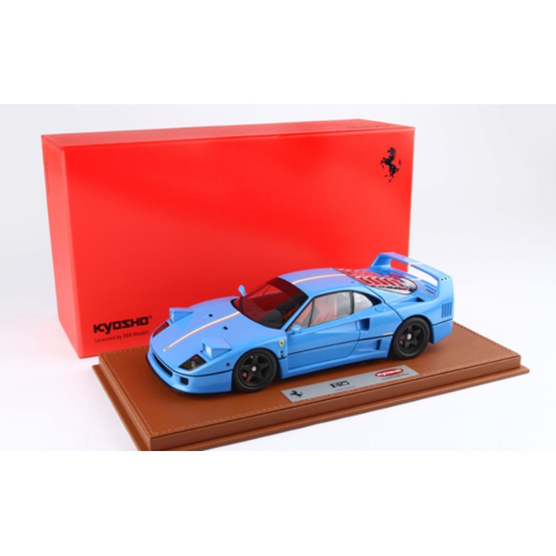1/18 BBR & Kyosho Ferrari F40 (Azzurro Blue with Italian Tricolor Stripe & Black Rims) Diecast Car Model Limited 54 Pieces