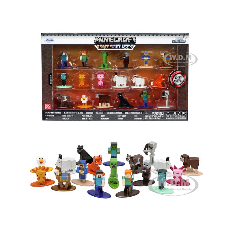 "Minecraft: Caves & Cliffs" Set of 18 Diecast Figures "Nano Metalfigs" Series Diecast Models by Jada