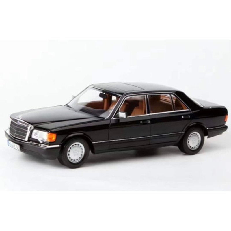 1/18 Norev 1989 Mercedes-Benz 560 SEL (Black with Brown Interior) Diecast Car Model