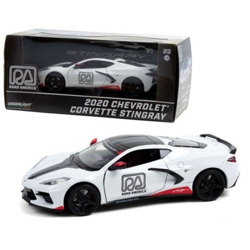 1/24 2020 Chevrolet Corvette C8 Stingray Coupe - Road America Official Pace Car - White Diecast Car Model