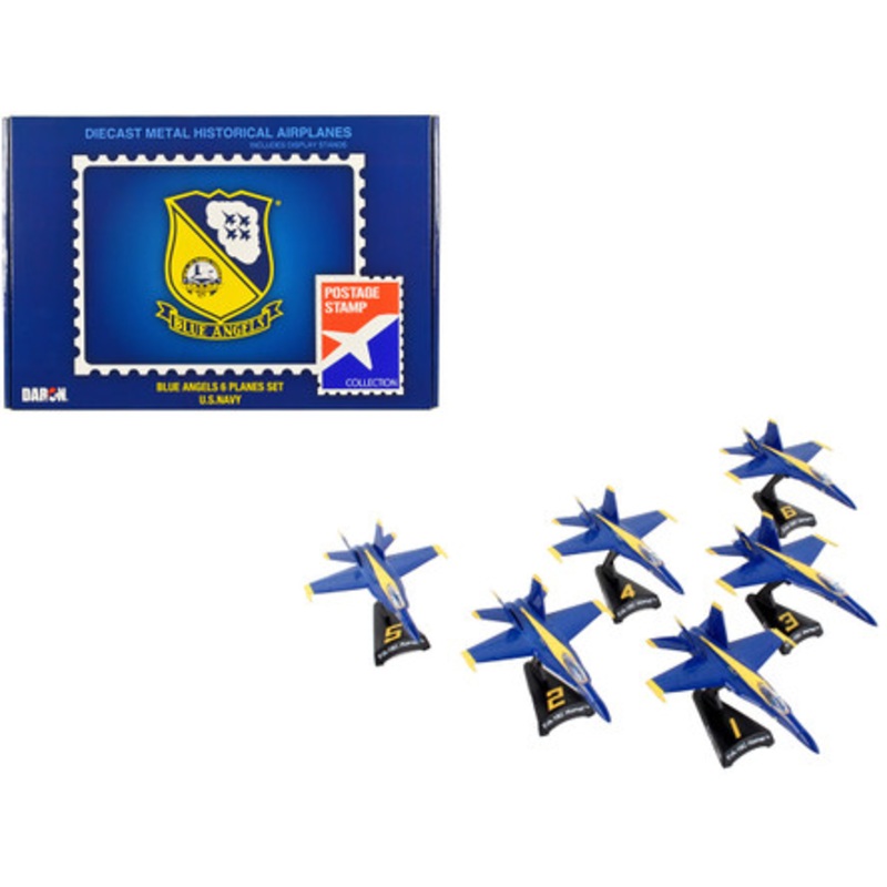 McDonnell Douglas F/A-18 Hornet Aircraft "Blue Angels" United States Navy 6 piece Gift Set 1/150 Diecast Model Airplanes by Postage Stamp