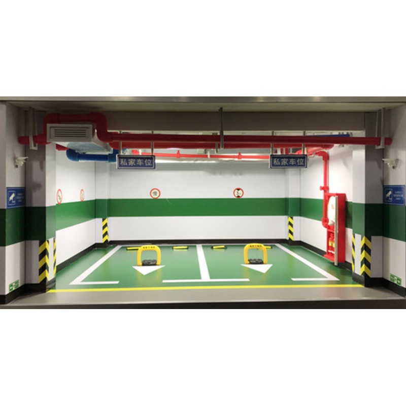 1/18 Two Cars Underground Garage Parking Structure Car Model Scene w/ Lights (Assembly required car models not included)