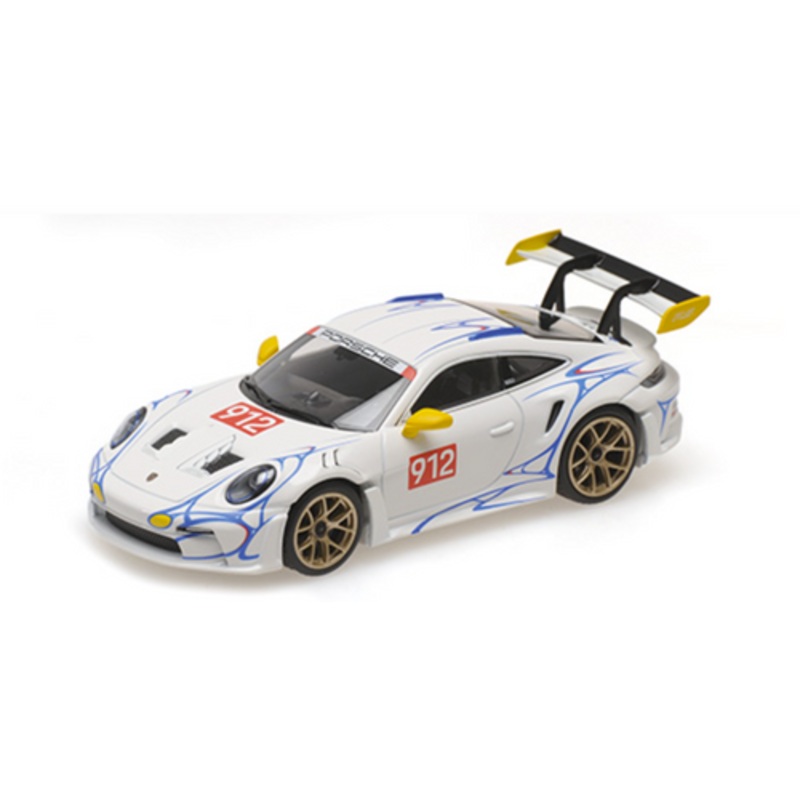 1/43 Minichamps 2023 Porsche 911 (992) GT3 RS #912 (White with Yellow & Blue Decor) Car Model