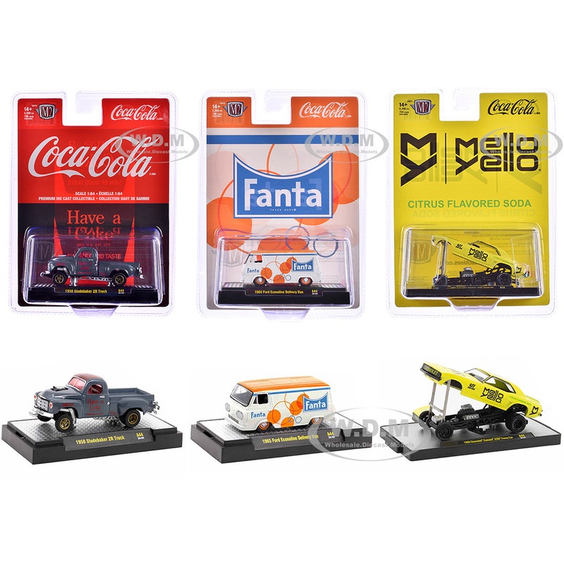 "Sodas" Set of 3 pieces Release 44 Limited Edition to 8250 pieces Worldwide 1/64 Diecast Model Cars by M2 Machines