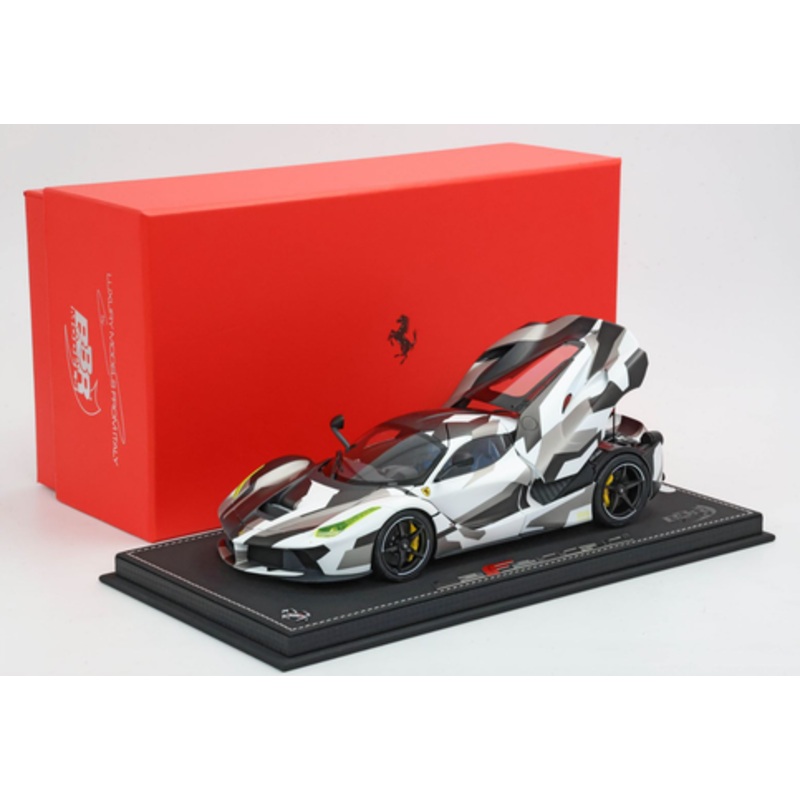 1/18 BBR 2012 Ferrari LaFerrari (White & Grey Camouflage) Full Open Diecast Car Model Luxury Package