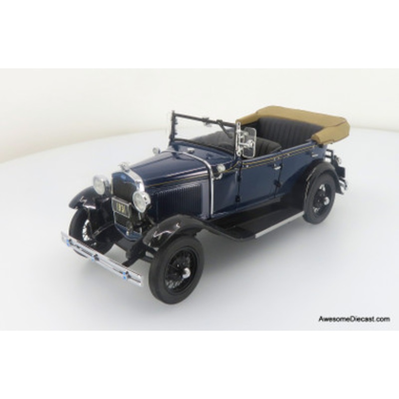 1931 Ford Model A Phaeton, Navy/Tan Convertible 1:24 Vintage Classic by Danbury Mint