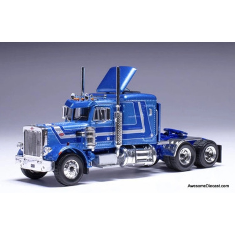 1973 Peterbilt 359 Sleeper Tractor, Blue/Custom 1:64 Diecast Model Truck by IXO