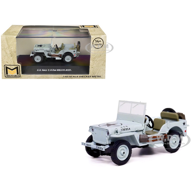 Willys Jeep 1/4-Ton Car Light Blue "United States Navy" 1/43 Diecast Model by Militaria Die Cast