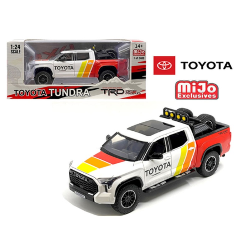 1/24 2023 Toyota Tundra TRD Off-Road 44 (White with Stripes) Diecast Car Model