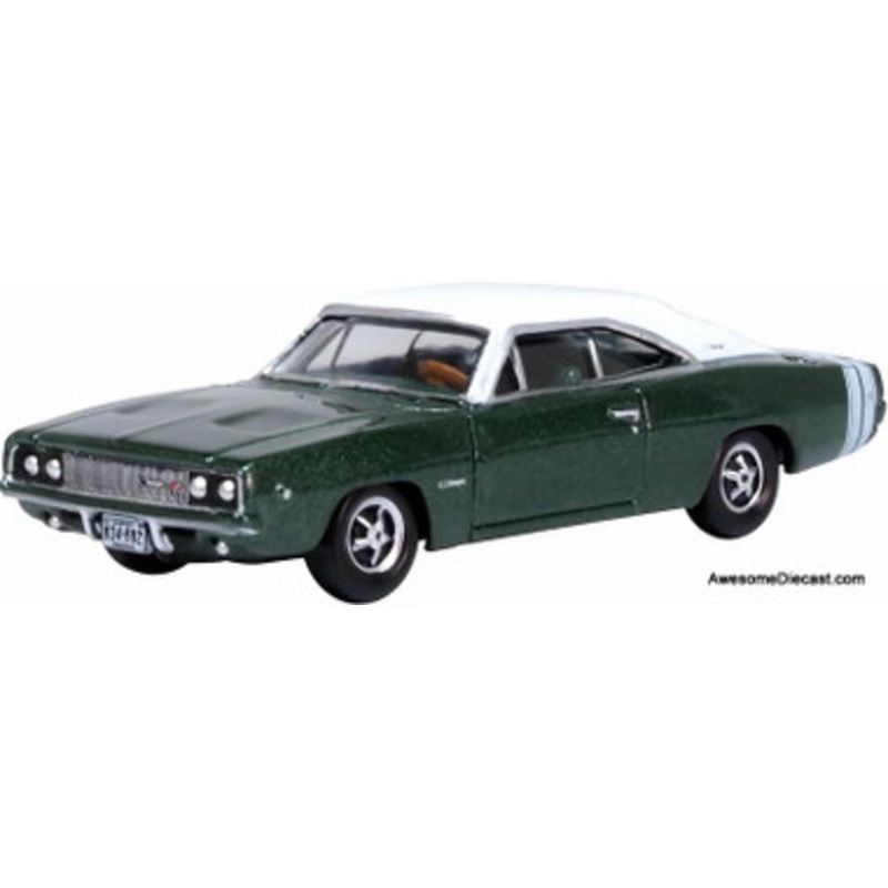 1968 Dodge Charger, Racing Green/White 1:87 Diecast Model Car by Oxford Diecast
