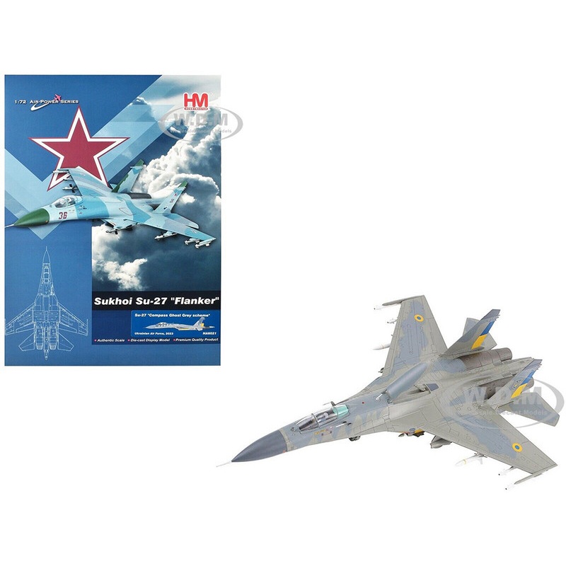 Sukhoi Su-27 Flanker Fighter Aircraft "Compass Ghost Grey Scheme" (2023) Ukrainian Air Force "Air Power Series" 1/72 Diecast Model by Hobby Master