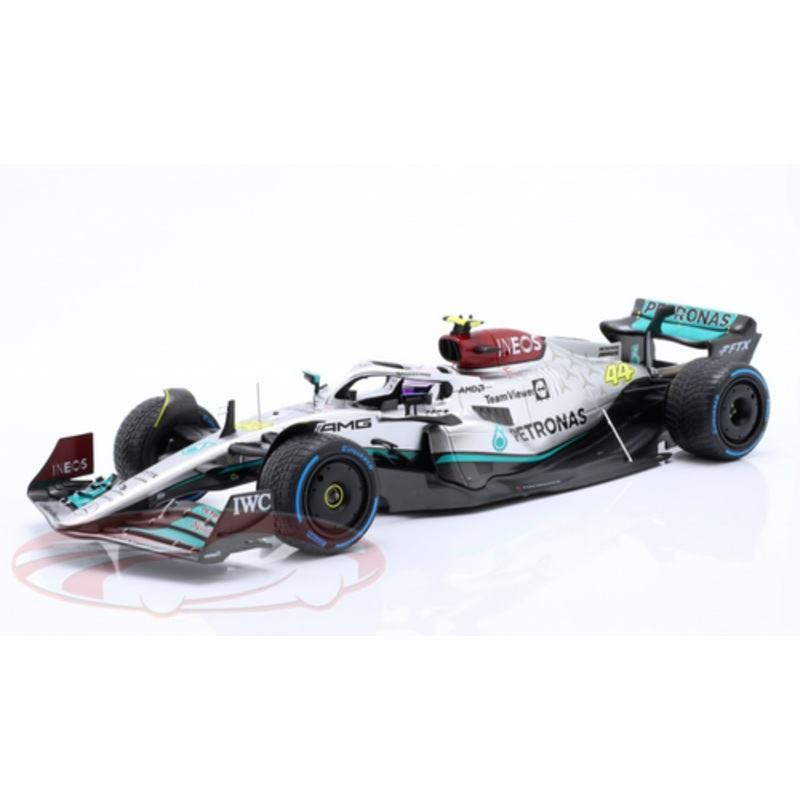 1/18 Minichamps 2022 Formula 1 Lewis Hamilton Mercedes-AMG F1 W13 #44 8th Monaco GP Car Model with Collector's Box
