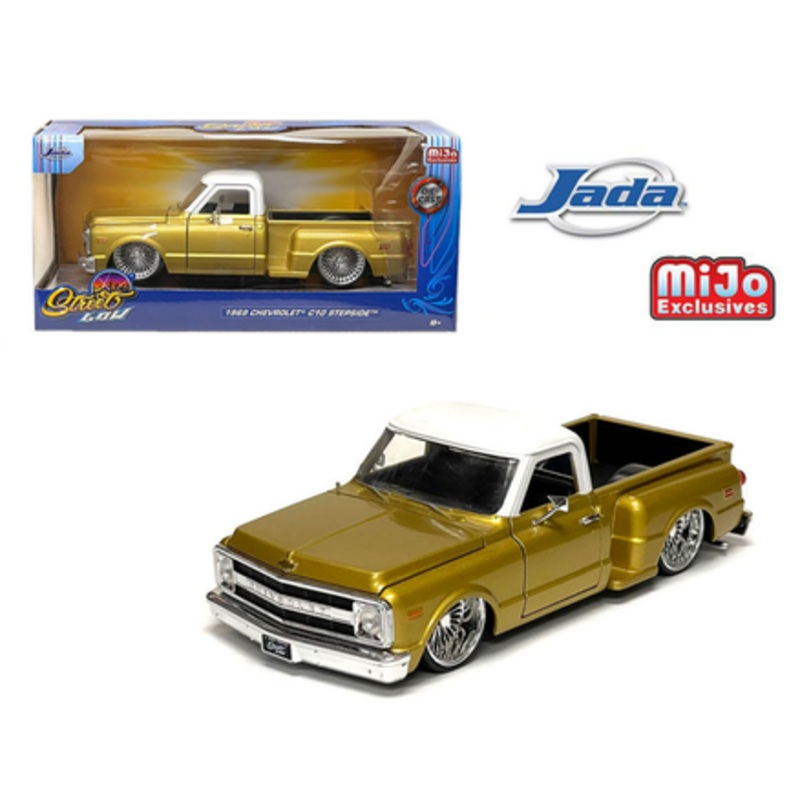 1/24 Jada 1969 Chevrolet C10 Stepside Lowriders (Gold & White) Diecast Car Model