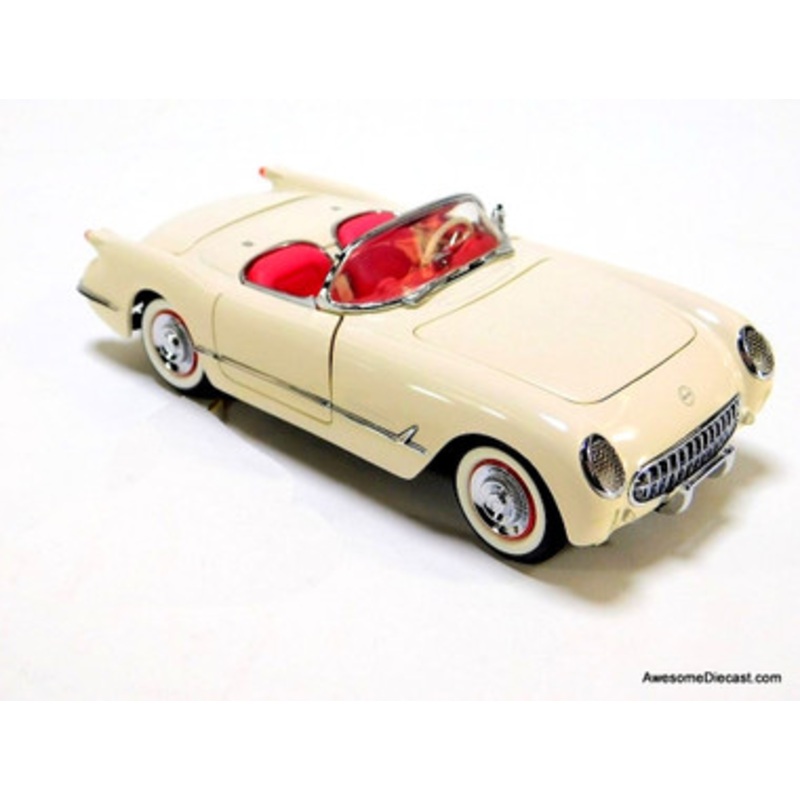 1953 Chevrolet Corvette  White/Red Interior 1:24 Retro Diecast Model by Franklin Mint