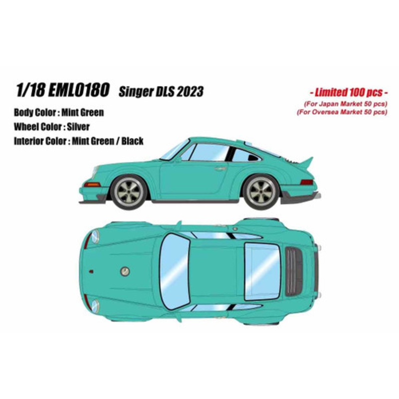 1/18 Make Up 2023 Porsche 911 964 Singer DLS (Mint Green) Car Model