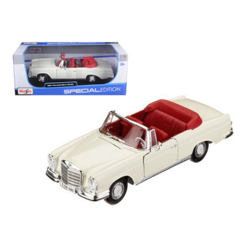 1967 Mercedes Benz 280 SE Cabriolet Cream with Red Interior 1/18 Diecast Model Car by Maisto