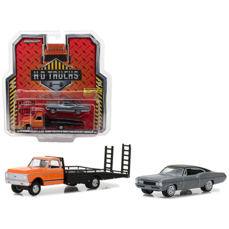 1972 Chevrolet C-30 Ramp Truck and 1968 Chevrolet Impala SS HD Trucks Series 12 1/64 Diecast Models by Greenlight