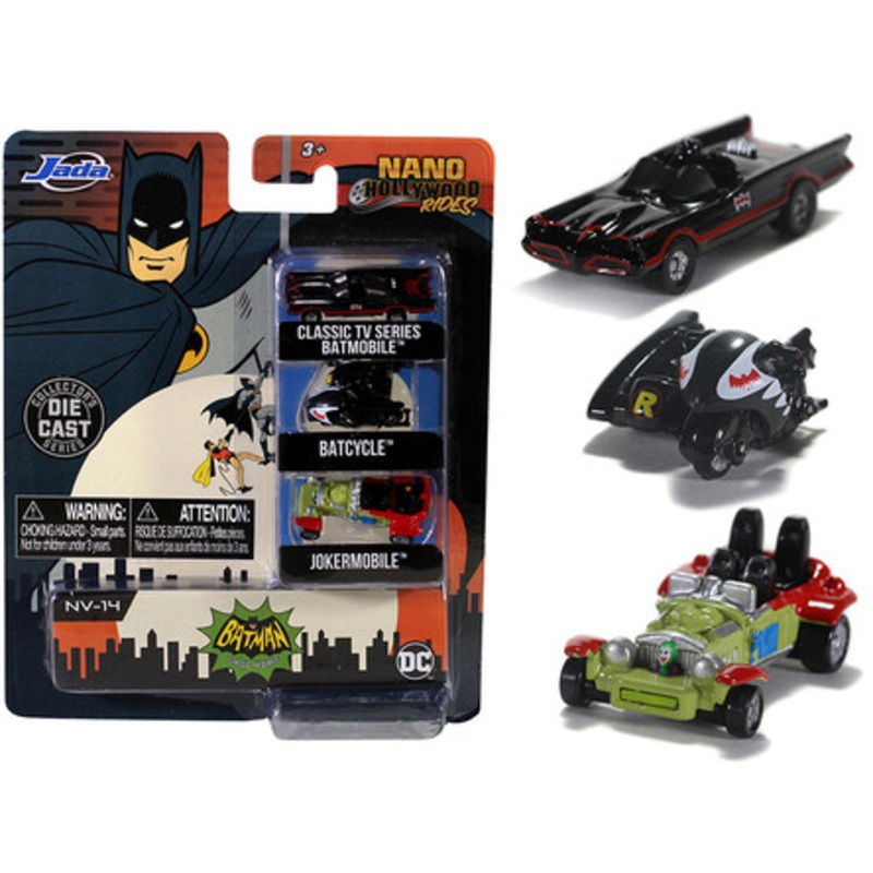"Batman" (1966-1968) Classic TV Series 3 piece Set "Nano Hollywood Rides" Diecast Models by Jada