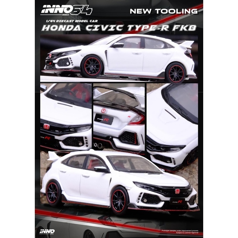 [Preorder] Inno64 1:64 HONDA CIVIC TYPR-R (FK8) White IN64-FK8-WHI
