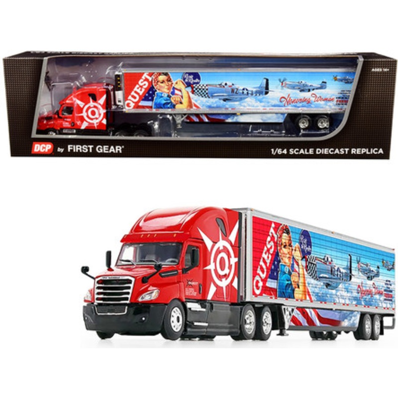 2018 Freightliner Cascadia High-Roof Sleeper Cab with 53' Wabash Reefer Refrigerated Trailer with Skirts "Quest Trucking" 1/64 Diecast Model by DCP/First Gear