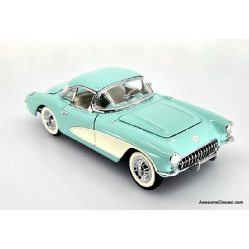1956 Chevrolet Corvette - Light Green/White 1:24 Diecast Model by Franklin Mint