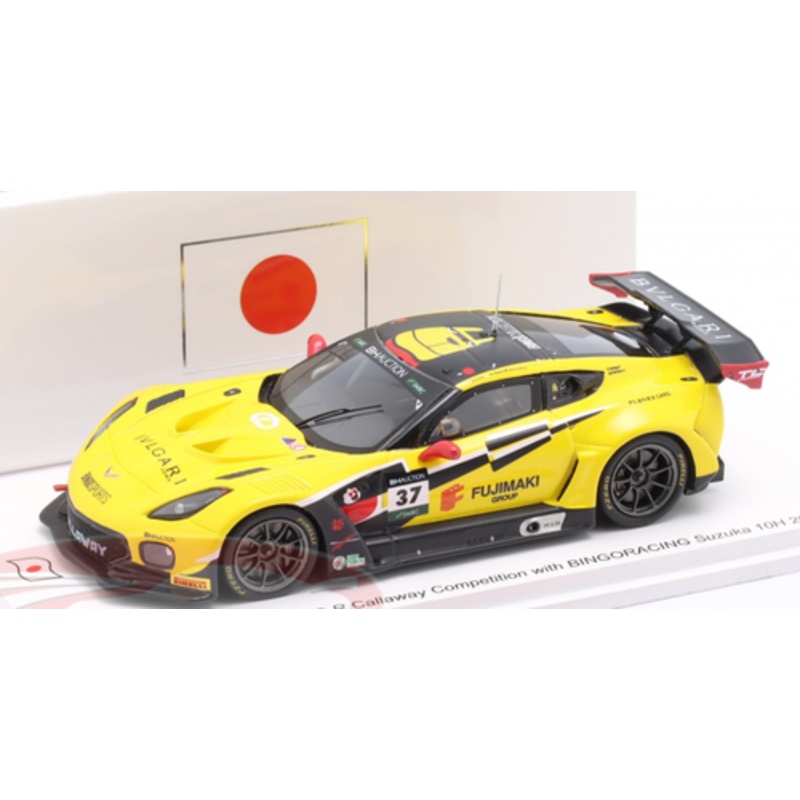 1/43 Spark 2019 Chevrolet Corvette C7 GT3-R #37 10h Suzuka Callaway Competition with Bingo Racing Ryo Ogawa, Markus Pommer, Shinji Takei Car Model