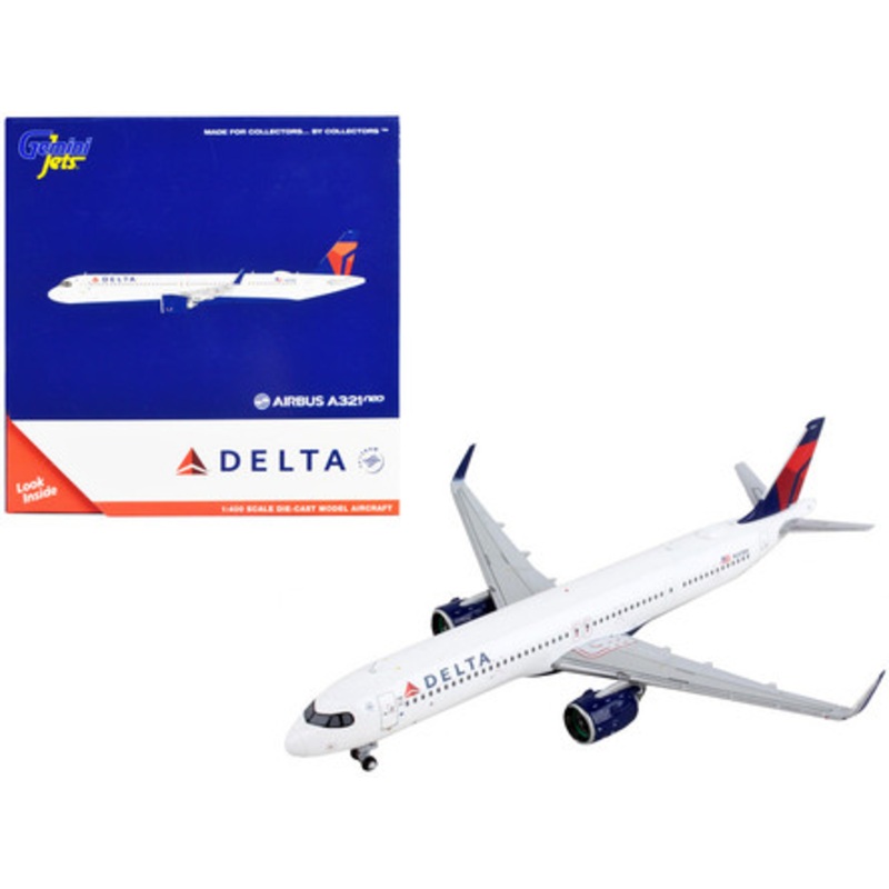 Airbus A321neo Commercial Aircraft "Delta Air Lines" White with Blue Tail 1/400 Diecast Model Airplane by GeminiJets