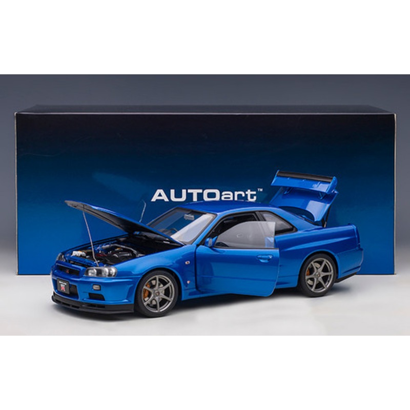 1/18 AUTOart Nissan Skyline GT-R GTR R34 V-Spec II (Bayside Blue) Car Model