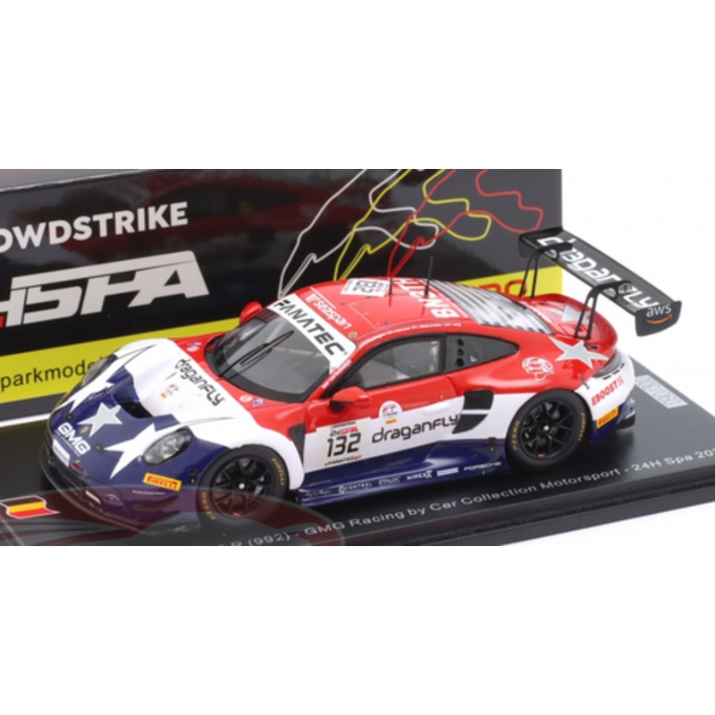 1/43 Spark Porsche 911 GT3 R (992) No.132 GMG Racing by Car Collection Motorsport 24H Spa 2023 K. Wadhington - J. Sofronas - P. Long - J. Bleekemolen Car Model