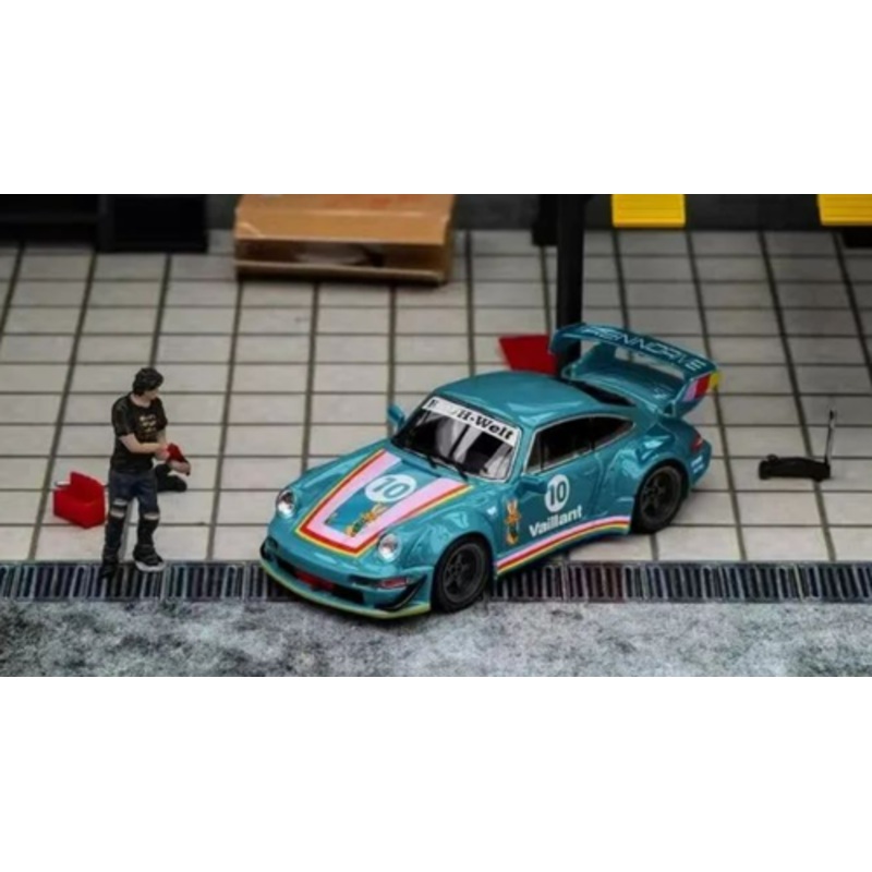 1/64 Star Model Porsche 911 964 RWB Green Vaillant Diecast Car Model with Figure