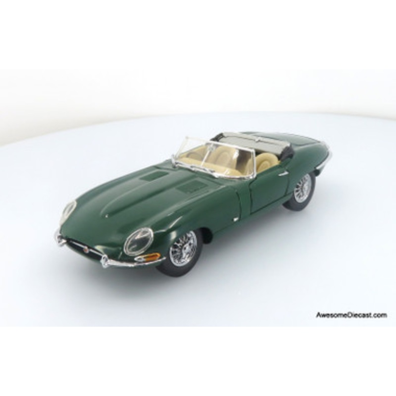 1961 Jaguar E-Type Roadster, British Racing Green 1:24 Diecast Model Car by Franklin Mint