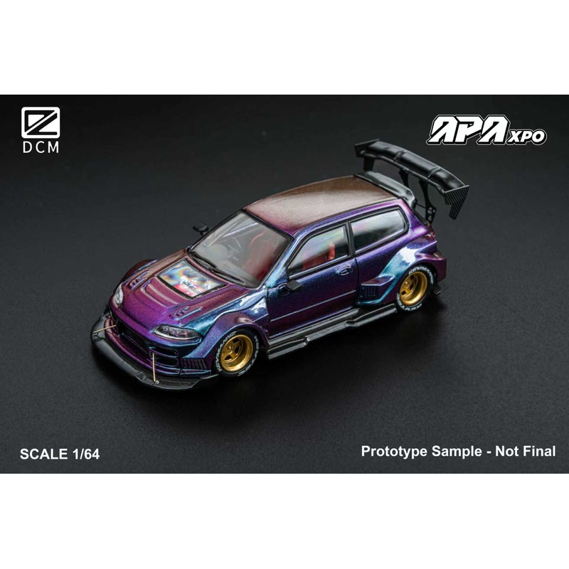 [Preorder] DCM 1:64 Honda Kevmannz 1996 EG6 Hatchback Wide Body - Foshan Limited Edition (2 Versions) Chameleon Short Spoiler