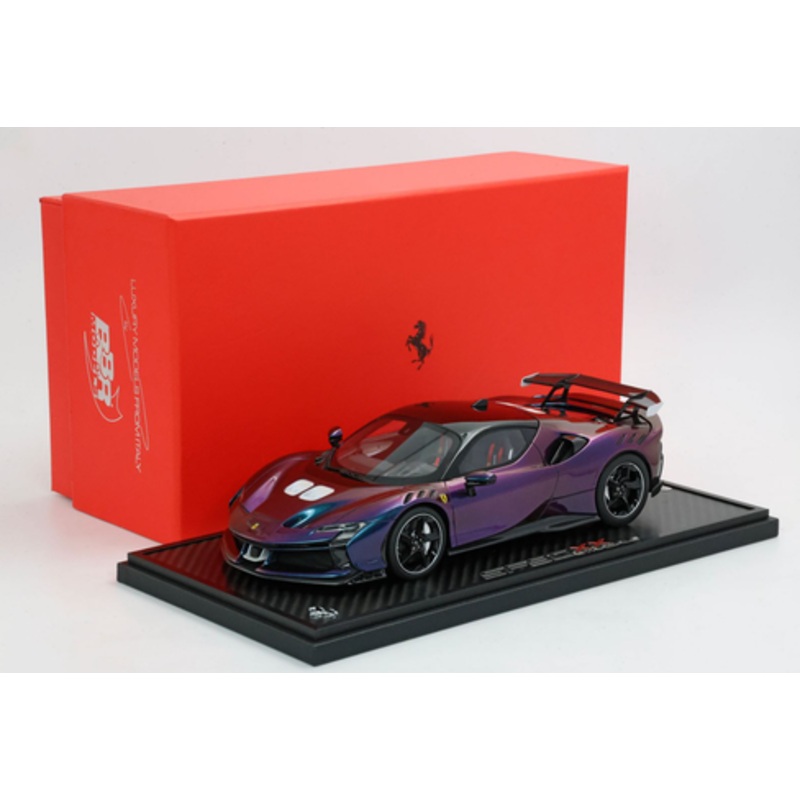 1/18 BBR Ferrari SF90 XX Stradale (Chamaleon Purple Holographic with Black Roof) Car Model Limited 15 Pieces